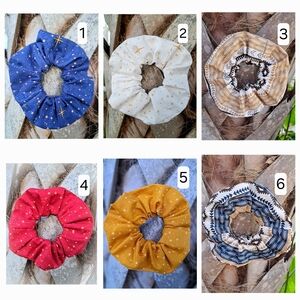 ONE Hand Crafted Cotton Scrunchie Collection #7 Stars Blue Red White